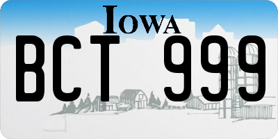 IA license plate BCT999