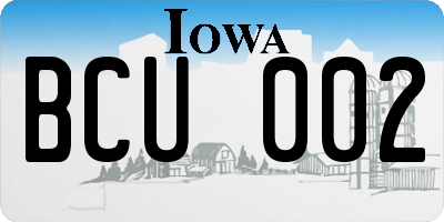 IA license plate BCU002
