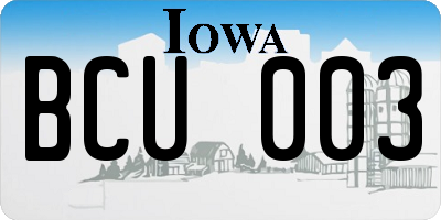 IA license plate BCU003
