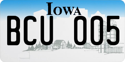 IA license plate BCU005
