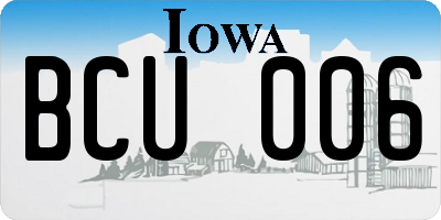 IA license plate BCU006