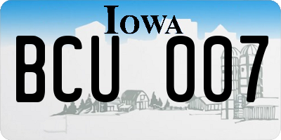 IA license plate BCU007
