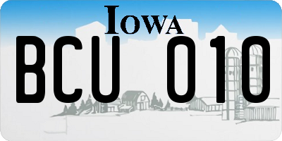 IA license plate BCU010