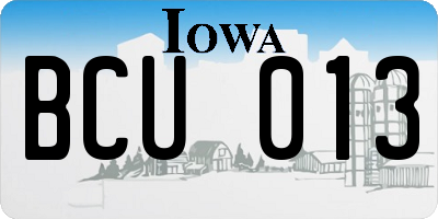 IA license plate BCU013