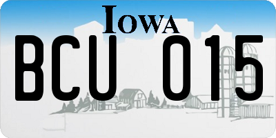 IA license plate BCU015
