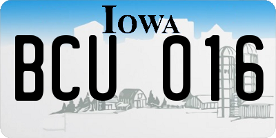 IA license plate BCU016