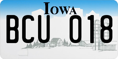 IA license plate BCU018