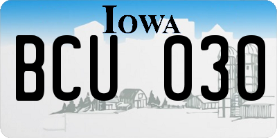 IA license plate BCU030