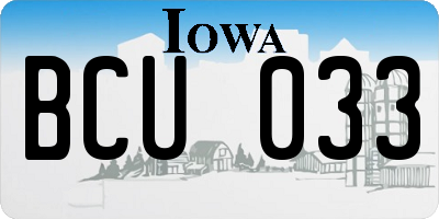 IA license plate BCU033