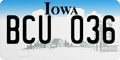 IA license plate BCU036