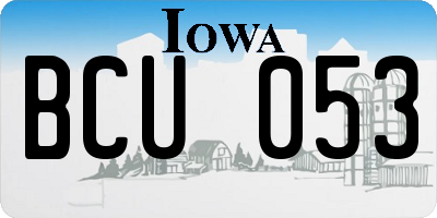 IA license plate BCU053