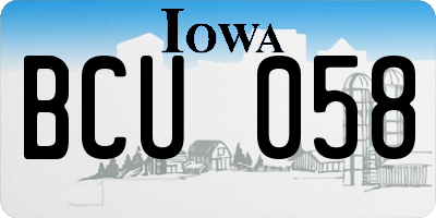 IA license plate BCU058