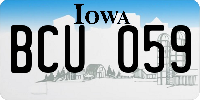 IA license plate BCU059
