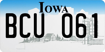 IA license plate BCU061