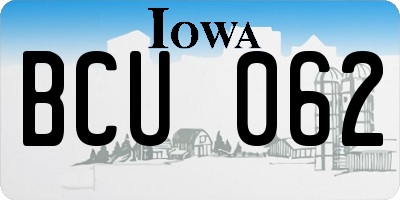 IA license plate BCU062