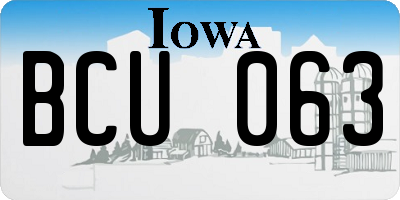 IA license plate BCU063