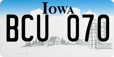 IA license plate BCU070