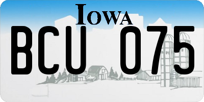 IA license plate BCU075