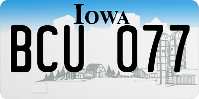 IA license plate BCU077