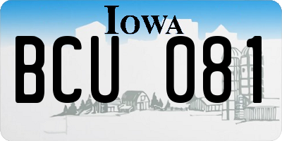IA license plate BCU081