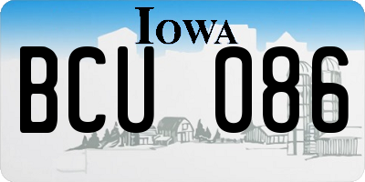 IA license plate BCU086