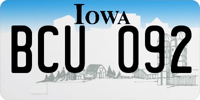 IA license plate BCU092