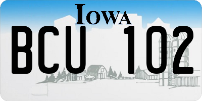IA license plate BCU102
