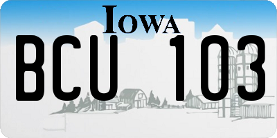 IA license plate BCU103