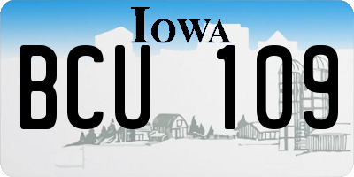 IA license plate BCU109