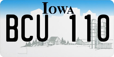 IA license plate BCU110