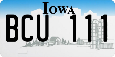 IA license plate BCU111