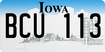 IA license plate BCU113