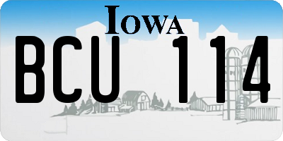 IA license plate BCU114