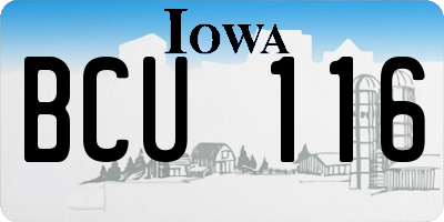 IA license plate BCU116