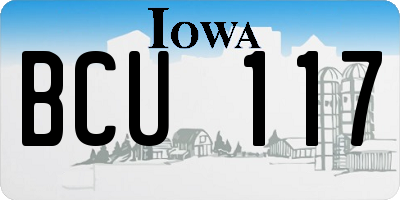 IA license plate BCU117