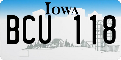IA license plate BCU118