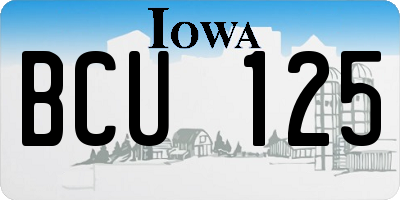 IA license plate BCU125