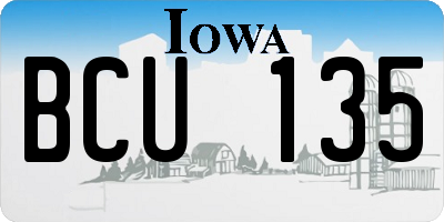 IA license plate BCU135