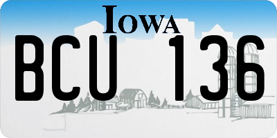 IA license plate BCU136