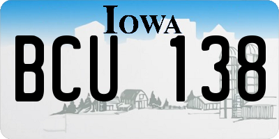 IA license plate BCU138