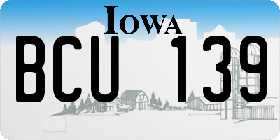 IA license plate BCU139