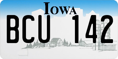 IA license plate BCU142
