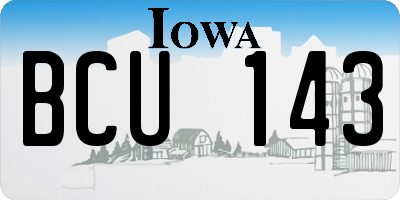 IA license plate BCU143