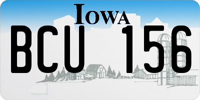 IA license plate BCU156
