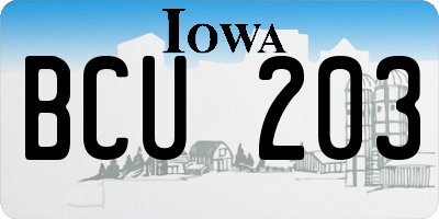 IA license plate BCU203