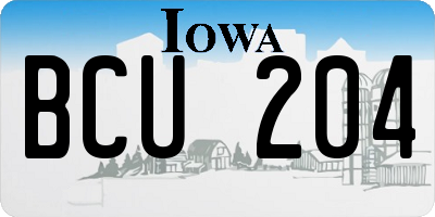 IA license plate BCU204
