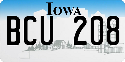 IA license plate BCU208