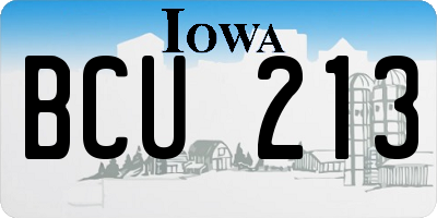 IA license plate BCU213
