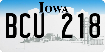 IA license plate BCU218