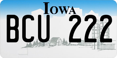 IA license plate BCU222